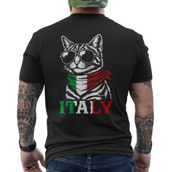 Bandiera Italiana Gatto Divertente Italia T-shirt da uomo con stampa posteriore - Novitaregali