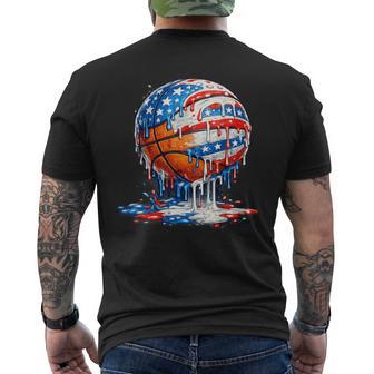 Basketball Drip Ice Cream American Us Flag 4Th Of July Men's T-shirt Back Print - Thegiftio UK