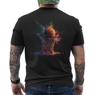 Basketball Splash Graphic Colorful Basketball Player Team Men's T-shirt Back Print - Thegiftio UK