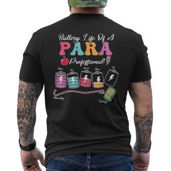 Battery Life Of A Para Paraprofessional Back To School Men's T-shirt Back Print - Thegiftio UK