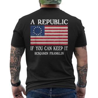 Ben Franklin Quote s A Republic If You Can Keep It -Adults X-Small Black Short Sleeve Men's T-shirt Back Print - Monsterry UK