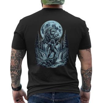 Bigfoot Howling At The Moon Meme Sasquatch Lover Men Men's T-shirt Back Print - Thegiftio UK