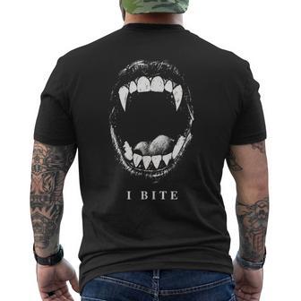 I Bite Vampire Fangs Mouth Spooky Halloween Couple Men's T-shirt Back Print - Thegiftio UK