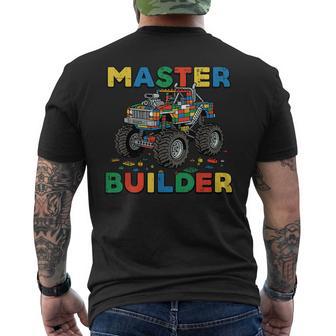 Blocks Monster Truck Master Builder Bricks Boys Kids Youth Men's T-shirt Back Print - Thegiftio UK