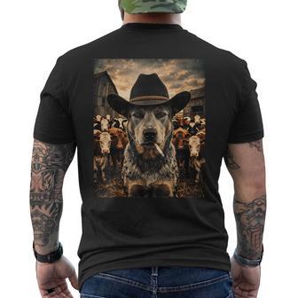 Blue Heeler Cowboy Vintage Western Ranch Farm Dog Selfie Men Men's T-shirt Back Print - Thegiftio UK