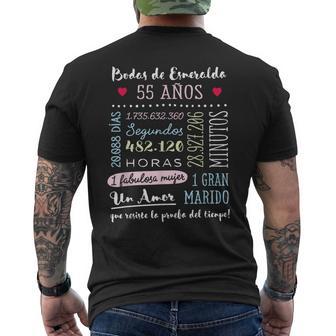 Bodas De Esmeralda 55 Años Aniversario De Boda Regalo Camiseta Hombre Estampado Espalda - Regaloses