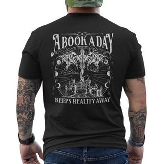 A Book A Day Dragon Bookish Book Club Fantasy Book Lover Men's T-shirt Back Print - Thegiftio UK
