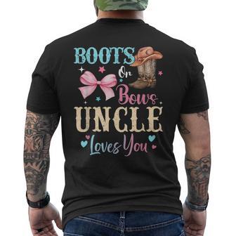 Boots Or Bows Uncle Loves You Gender Reveal Family Men's T-shirt Back Print - Thegiftio UK