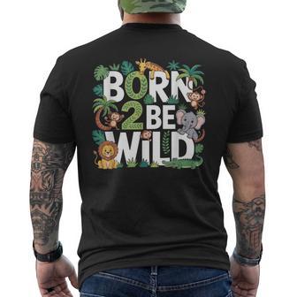 Born 2 Be Wild 2Nd Birthday Two Year Old Toddler Safari Men's T-shirt Back Print - Thegiftio UK