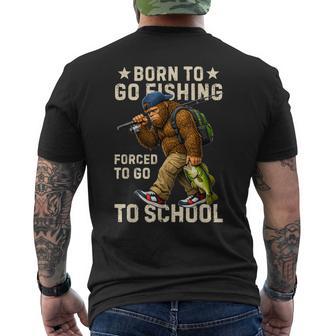 Born To Go Fishing Forced School Bigfoot Kids Boys Men's T-shirt Back Print - Thegiftio UK