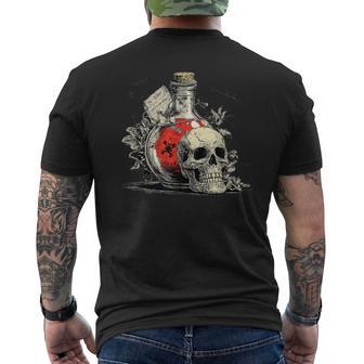 Botella Coneneno Rojo Y Disfraz De Calavera Fresca Camiseta Hombre Estampado Espalda - Regaloses