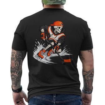 Boys Halloween Kids Ice Hockey Skeleton Spooky Pumpkin Men's T-shirt Back Print - Thegiftio UK