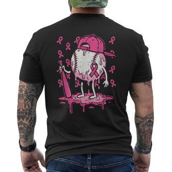 Breast Cancer Awareness Baseball Drip Pink Ribbon Boys Men's T-shirt Back Print - Thegiftio UK