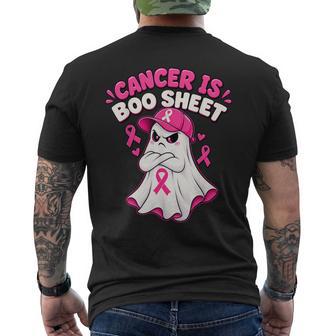 Breast Cancer Awareness Cancer Is Boo Sheet Halloween Ghost Men's T-shirt Back Print - Thegiftio UK