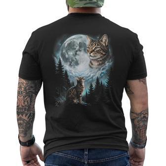 Brown Tabby Cat Howling At Moon Retro 90'S Men's T-shirt Back Print - Thegiftio UK
