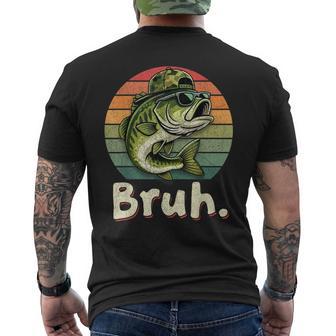 Bruh Fishing Camo Bass Fish Fisherman Boys Kids Men Men's T-shirt Back Print - Thegiftio UK