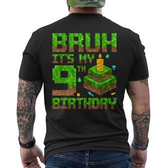 Bruh It's My 9Th Birthday Game Pixel 9 Year Old Bday Men's T-shirt Back Print - Thegiftio UK