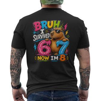Bruh I Survived 6 7 Now Im 8 Capybara 8Th Birthday Boy Men's T-shirt Back Print - Thegiftio UK