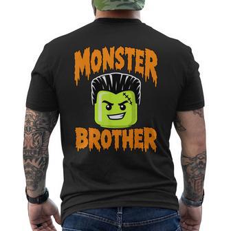 Building Block Head Brick Halloween Birthday Monster Brother Men's T-shirt Back Print - Thegiftio UK