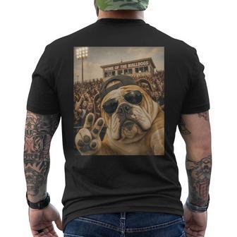 Bulldog Student Selfie Vintage Game Day Cool Mascot Men's T-shirt Back Print - Thegiftio UK
