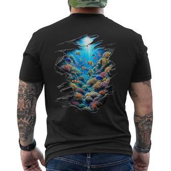 Cadeau Original Plongée Corail Mer Océan Poisson Aquarium 3D T-shirt imprimé au dos - Cadeauxyz