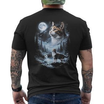 Calico Cat Howling At Moon 90'S Retro Men's T-shirt Back Print - Thegiftio UK