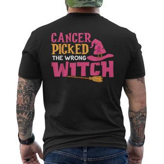 Cancer Picked The Wrong Witch Breast Cancer Awareness Men's T-shirt Back Print - Thegiftio UK