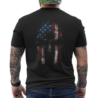 Casco De Guerrero Espartano Bandera Americana Regalo Patriótico Hombres Camiseta Hombre Estampado Espalda - Regaloses