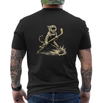 Cat Playing Ice Hockey Graphic Love Hockey Sports Cats Men's T-shirt Back Print - Thegiftio UK