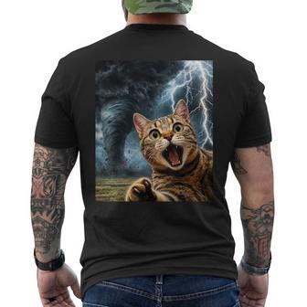 Cat Tornado Selfie Meme Weather Meteorologist Storm Chasing Men's T-shirt Back Print - Thegiftio UK