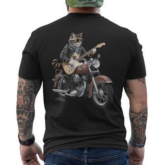 Chat Cool Jouant De La Guitareur Une Moto T-shirt imprimé au dos - Cadeauxyz