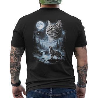 Chat Tigré Gris Hurlant À La Lune Rétro Des Années 90 T-shirt imprimé au dos - Cadeauxyz