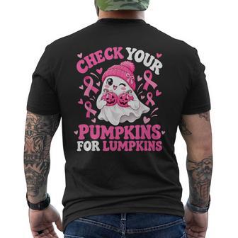 Check Your Pumpkins For Lumpkins Ghost Breast Cancer Men's T-shirt Back Print - Thegiftio UK