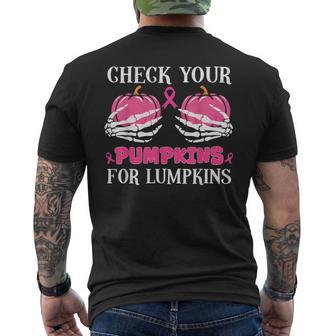 Check Your Pumpkins Pink Ribbon Breast Cancer Halloween Men's T-shirt Back Print - Thegiftio UK