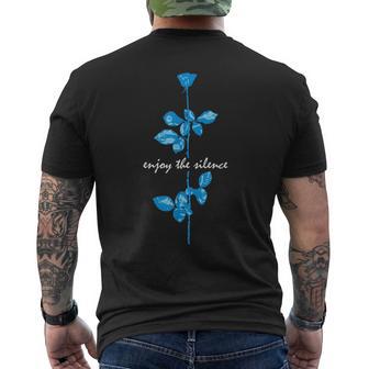 Basic Chilling Quote Enjoy The Silence Retro Blue Rose Men's T-shirt Back Print - Thegiftio UK