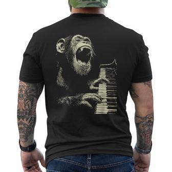 Chimpancé Divertido Tocando Piano Animal Músico Pianista Chimpancé Camiseta Hombre Estampado Espalda - Regaloses