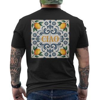 Ciao Citron Carrelage Italien Motif Citrons Méditerranéens T-shirt imprimé au dos - Cadeauxyz