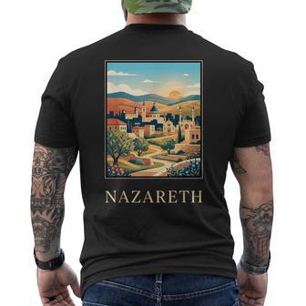Città Nazareth Israele Orizzontetorico Colline Chiesecena T-shirt da uomo con stampa posteriore - Novitaregali