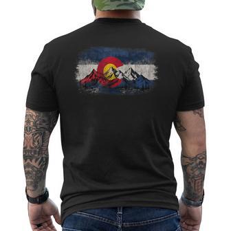 Colorado Mountain Range With State Flag Men's T-shirt Back Print - Thegiftio UK