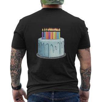 Colorful Birthday Cake With Candles Men's T-shirt Back Print - Thegiftio UK