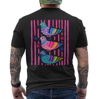 Colorful Maximalist Tropical Cute Bird Pigeon Beach Summer Men's T-shirt Back Print - Thegiftio UK