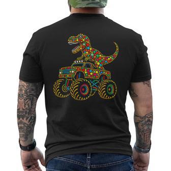 Colorful Polka Dot Dinosaur Riding Monster Truck Toddler Boy Men's T-shirt Back Print - Thegiftio UK