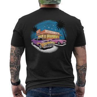 Colorido Muscle Cars Retro Diner Noche Escena Coche Clásico Camiseta Hombre Estampado Espalda - Regaloses