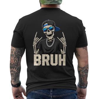 Cool Bruh Skeleton With Cap Rocker Halloween Boys Men's T-shirt Back Print - Thegiftio UK