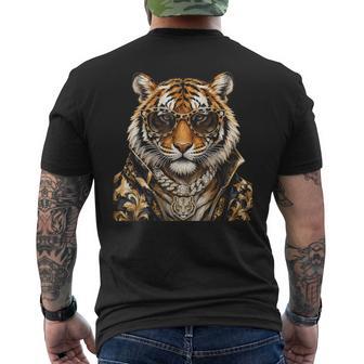 Cool Tiger Roar Leopard Sunglasses Glam Tiger Men's T-shirt Back Print - Thegiftio UK
