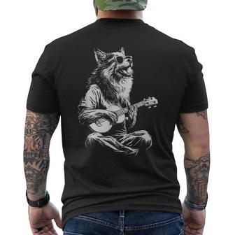 Cool Wolf Jouant De La Guitare Guitariste Drôle Animal Guitariste T-shirt imprimé au dos - Cadeauxyz