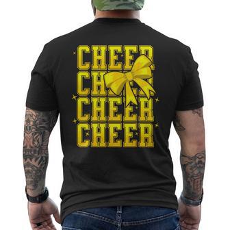 Coquette Cheer Bow Cheerleading Team Spirit Sport Yellow Men's T-shirt Back Print - Thegiftio UK