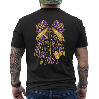 Coquette School Football Spirit Charm Bow Purple & Gold Men's T-shirt Back Print - Thegiftio UK