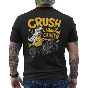 Crush Childhood Cancer Awareness T Rex Dino Truck Boy Kids Men's T-shirt Back Print - Thegiftio UK