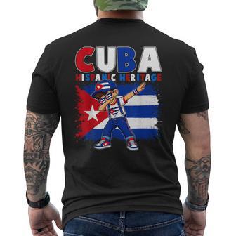 Cuba Hispanic Heritage Month Cuban Flag Dabbing Boy Kids Men's T-shirt Back Print - Thegiftio UK